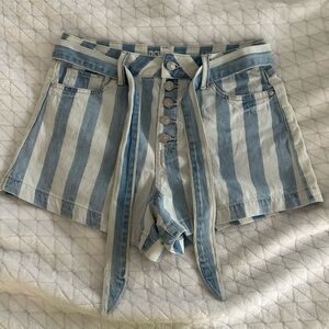 Striped Jean Shorts